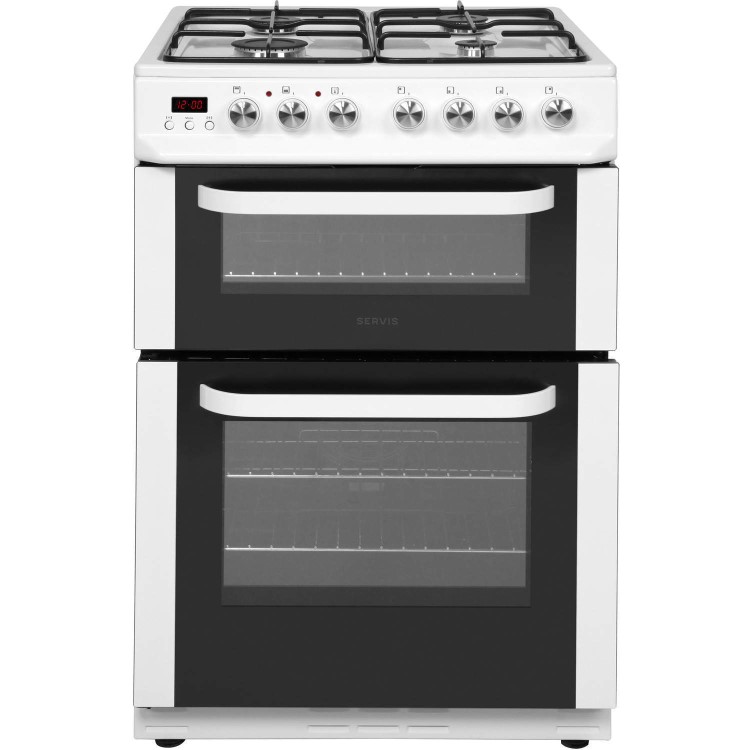 GRADE A1 - Servis DD60W 60cm Dual Fuel Double Oven Cooker White