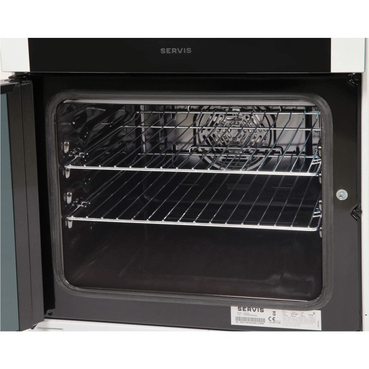 GRADE A1 - Servis DD60W 60cm Dual Fuel Double Oven Cooker White