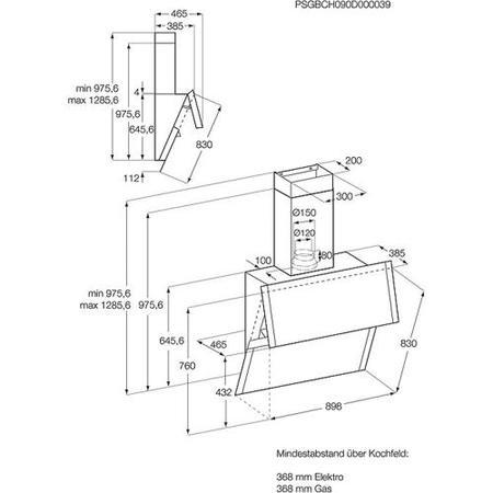 AEG DD9996-B 90cm Angled Chimney Hood
