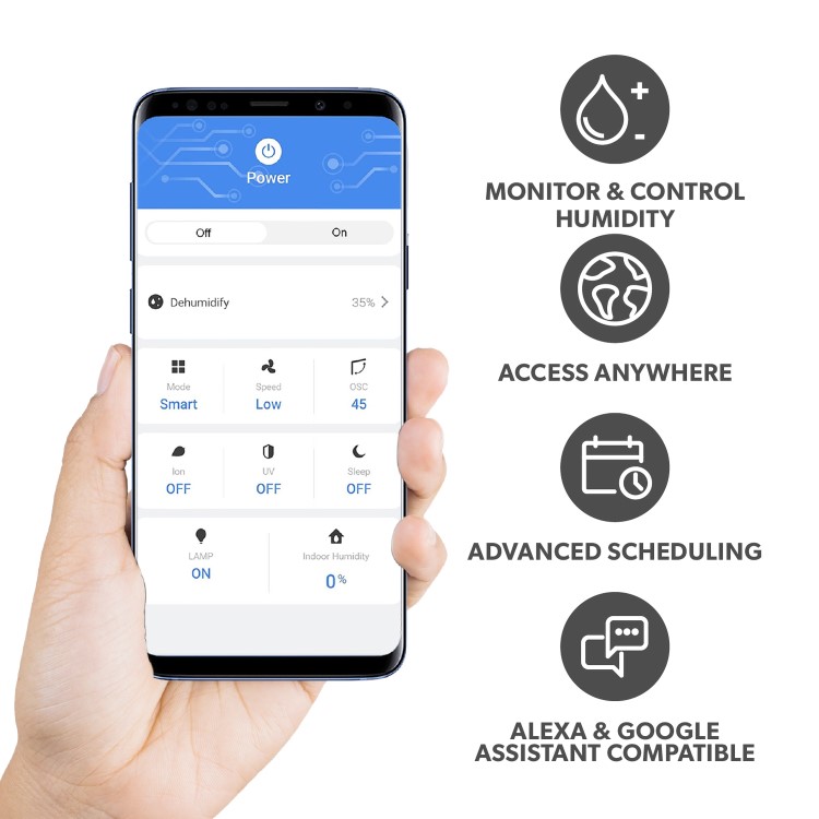 electriQ 8 Litre Smart App Alexa Desiccant Dehumidifier with Heater and Ioniser