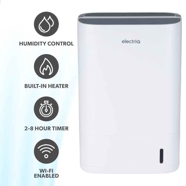 electriQ 8 Litre Smart App Alexa Desiccant Dehumidifier with Heater and Ioniser