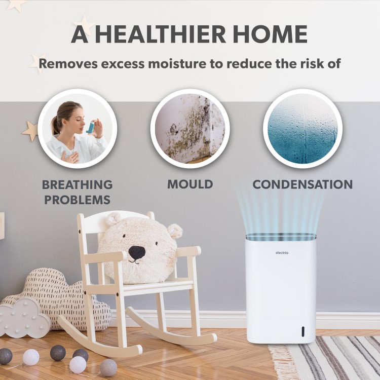 electriQ 8 Litre Smart App Alexa Desiccant Dehumidifier with Heater and Ioniser