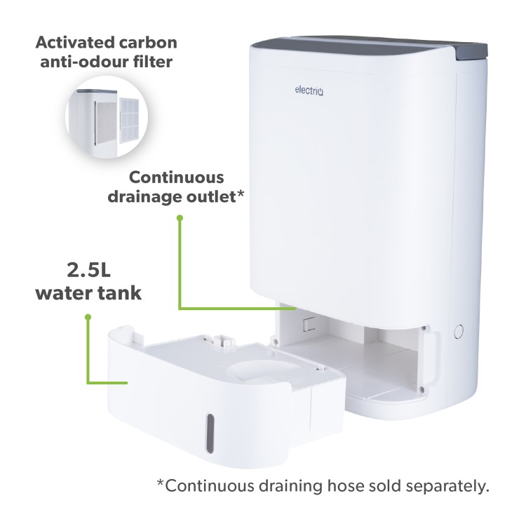 electriQ 8 Litre Smart App Alexa Desiccant Dehumidifier with Heater and Ioniser