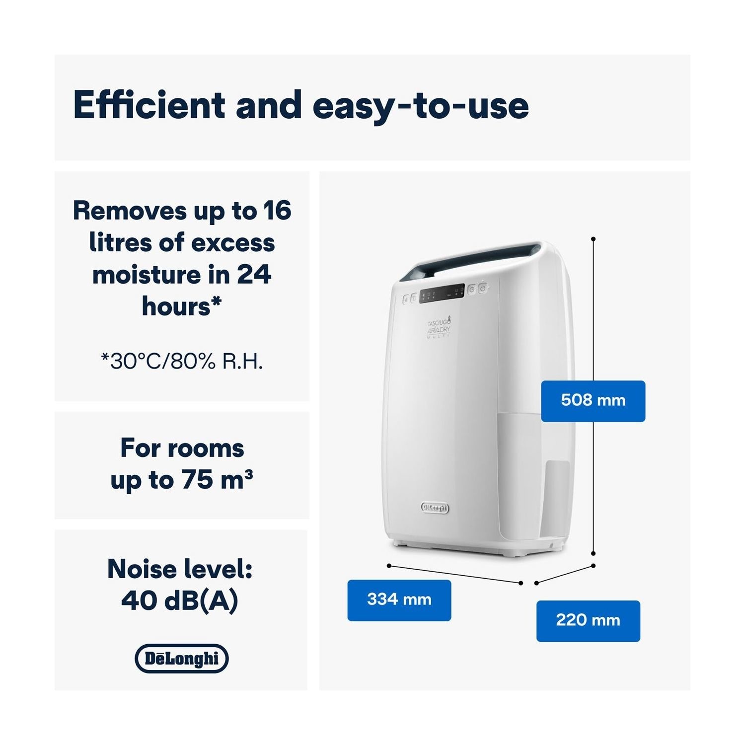 DeLonghi 16L Tasciugo AriaDry Laundry Dehumidifier - White DeLonghi 16L Tasciugo AriaDry Laundry Dehumidifier - White