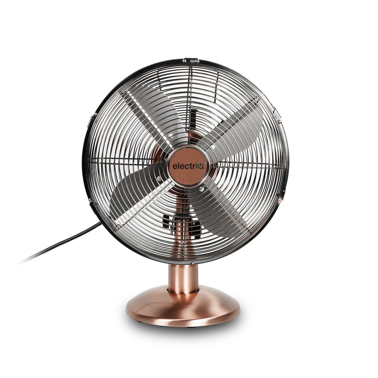 electriQ 12 Inch Copper Desk Fan with Oscillating Function and Steady Base