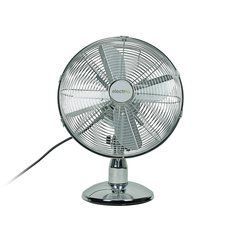 electriQ 12 Inch Oscillating Desk Fan - Chrome