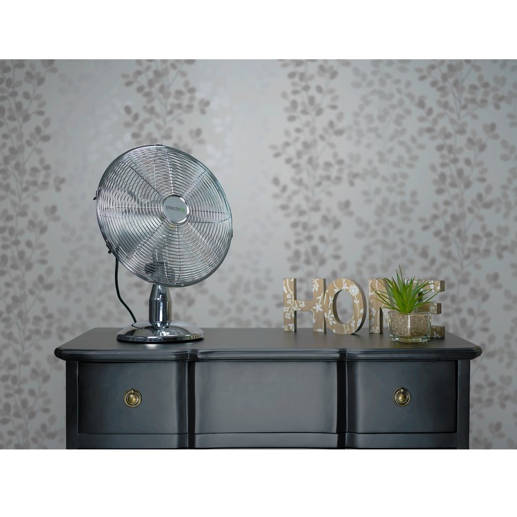 electriQ 12 Inch Oscillating Desk Fan - Chrome