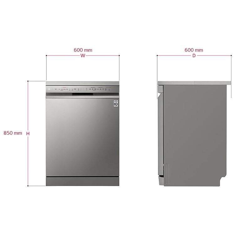 LG TrueSteam 14 Place Settings Freestanding Dishwasher - Silver