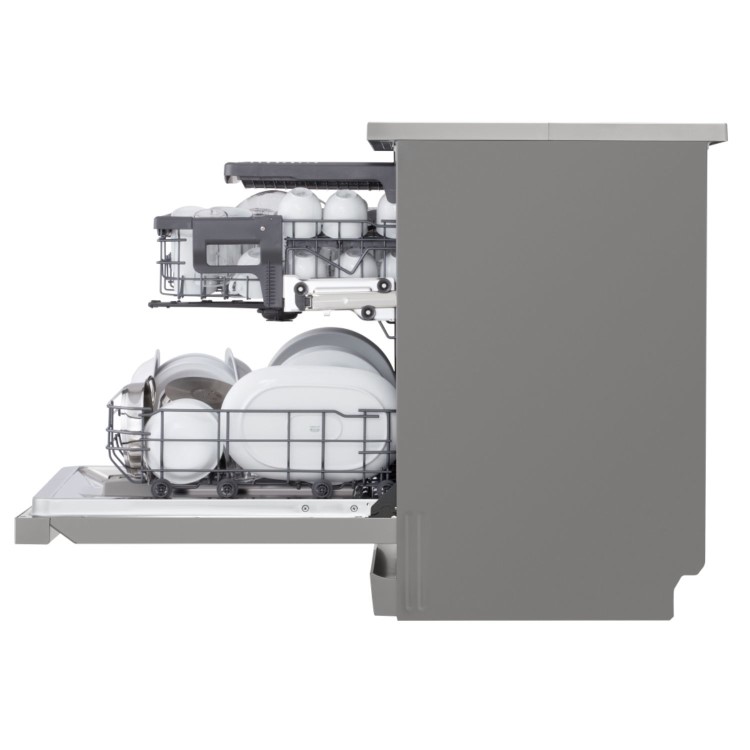 LG TrueSteam QuadWash Freestanding Dishwasher - Smart Wi-Fi, D-Rated, Silver