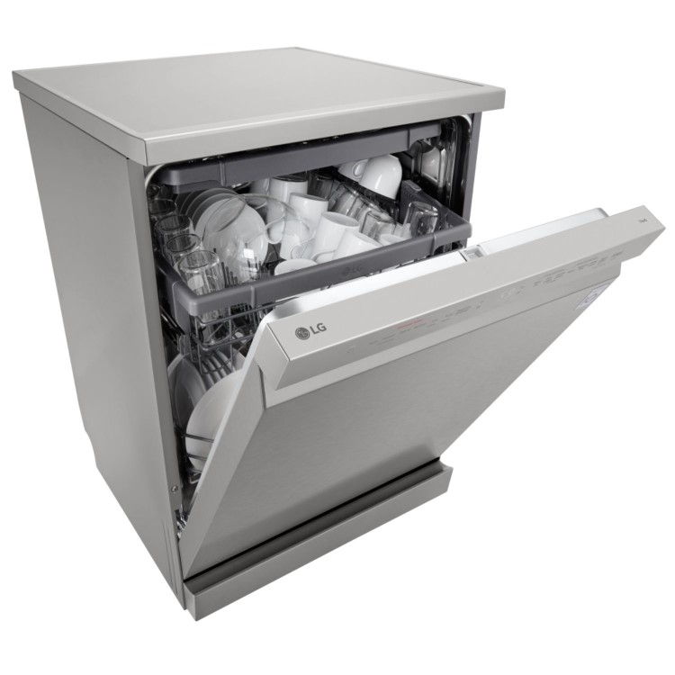 LG TrueSteam QuadWash Freestanding Dishwasher - Smart Wi-Fi, D-Rated, Silver