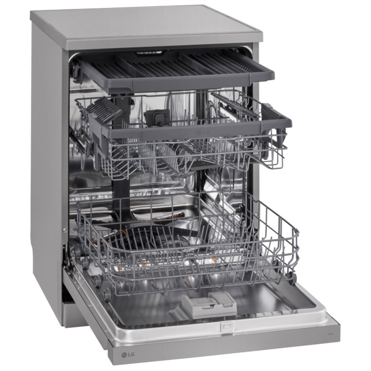 LG TrueSteam QuadWash Freestanding Dishwasher - Smart Wi-Fi, D-Rated, Silver