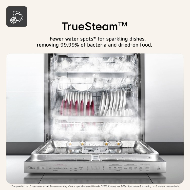 LG TrueSteam Freestanding Dishwasher - Smart Wi-Fi A-Rated Silver