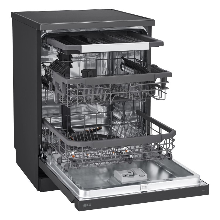 LG TrueSteam QuadWash Freestanding Dishwasher - Smart Wi-Fi, B-Rated, Matte Black