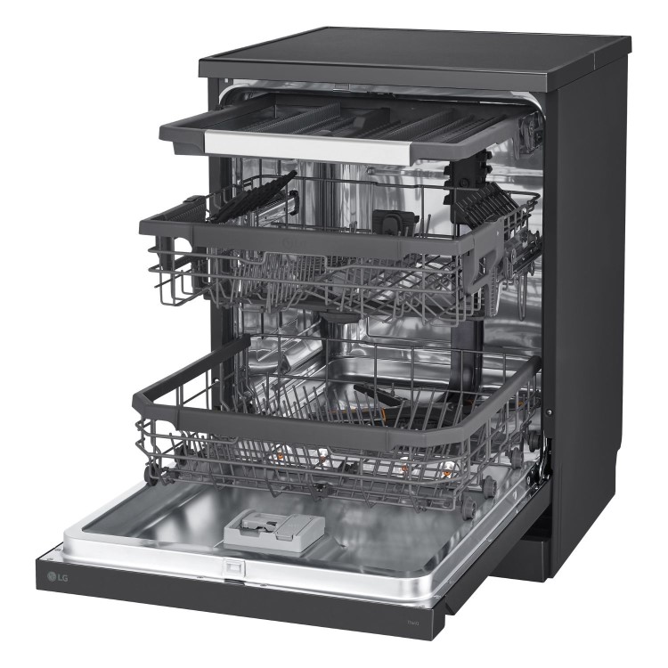 LG TrueSteam QuadWash Freestanding Dishwasher - Smart Wi-Fi, B-Rated, Matte Black
