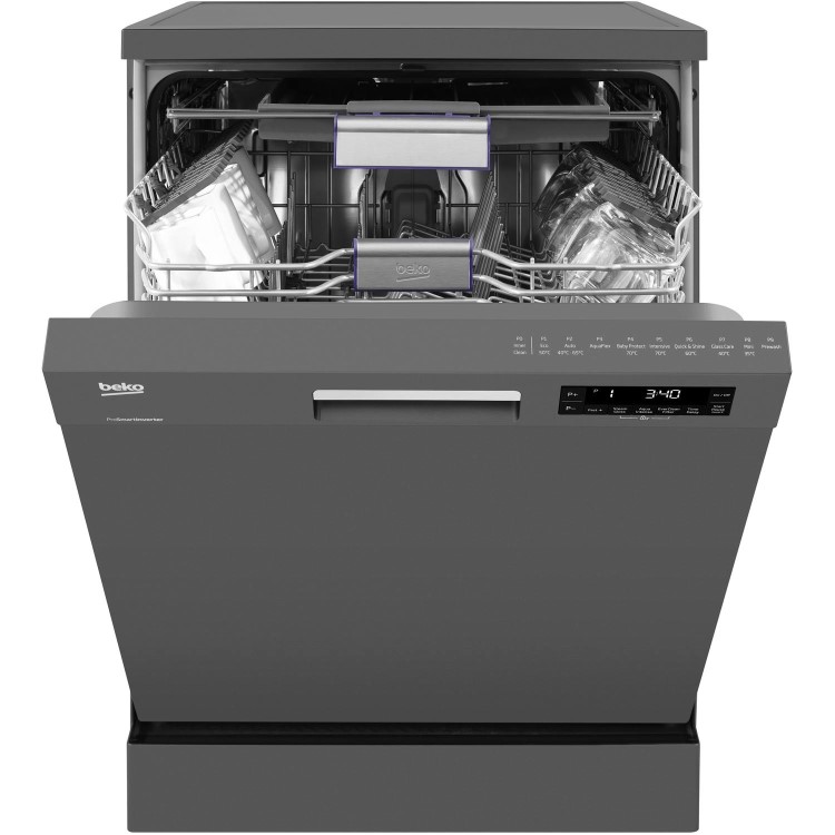 Beko DFN29420G 14 Place Freestanding Dishwasher Graphite With Cutlery Tray & EverClean Filter