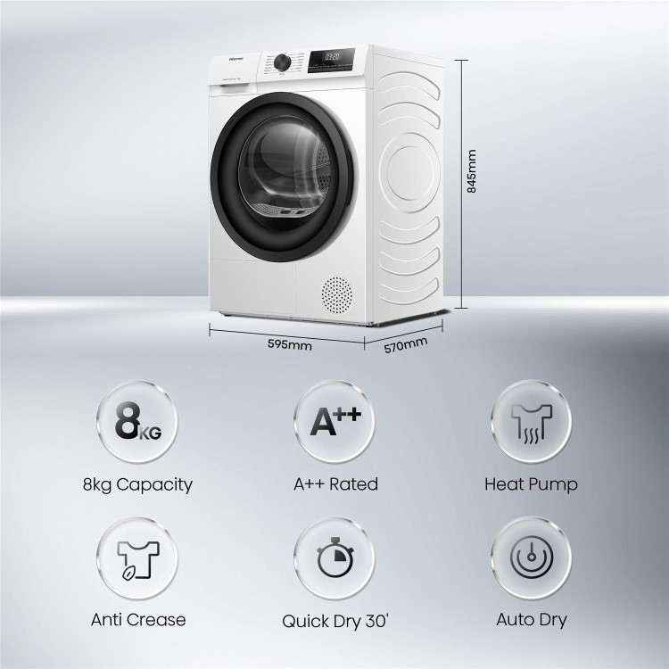 Hisense 1Q Series 8kg Heat Pump Tumble Dryer - White