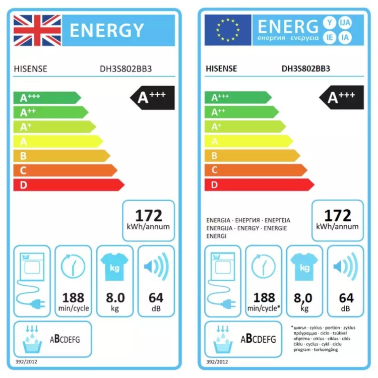 Hisense 3 Series 8kg Heat Pump Tumble Dryer - Black