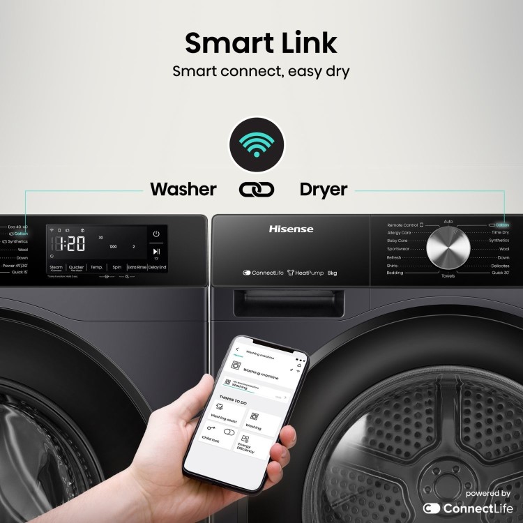 Hisense 3 Series 8kg Heat Pump Tumble Dryer - Black
