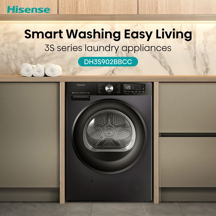 Hisense 3S Series 9kg Heat Pump Tumble Dryer - Black