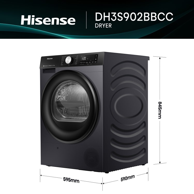 Hisense 3S Series 9kg Heat Pump Tumble Dryer - Black
