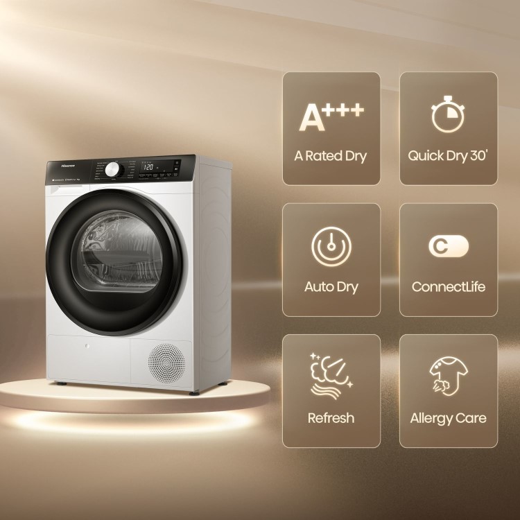 Hisense 3s Series 9kg Heat Pump Tumble Dryer - White