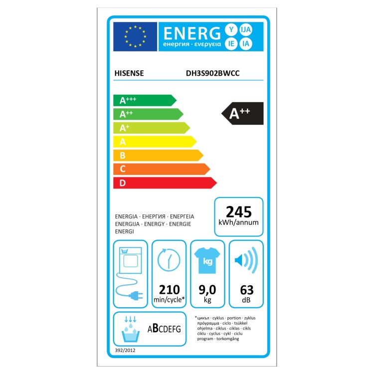 Hisense 3S Series 9kg Heat Pump Tumble Dryer - White