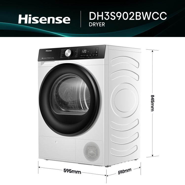 Hisense 3S Series 9kg Heat Pump Tumble Dryer - White