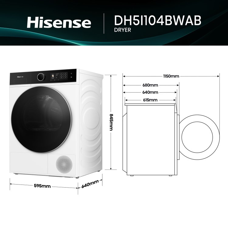 Hisense KitchenFit 5i Series 10kg Heat Pump Tumble Dryer - White