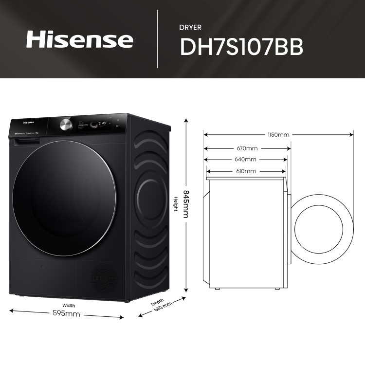 Hisense 7 Series 10kg Heat Pump Tumble Dryer - Black