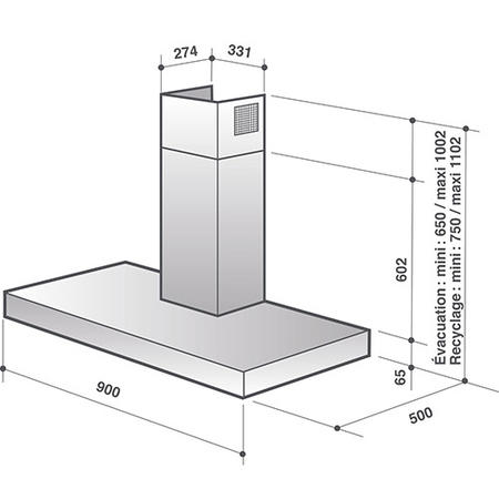 De Dietrich DHB7931X 90cm Decorative Box Hood 702m3h Extraction Rate -  Inox