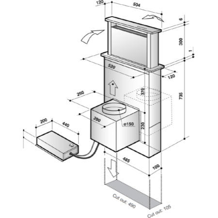 De Dietrich DHD1101X Stainless Steel 52cm Wide Downdraft Extractor