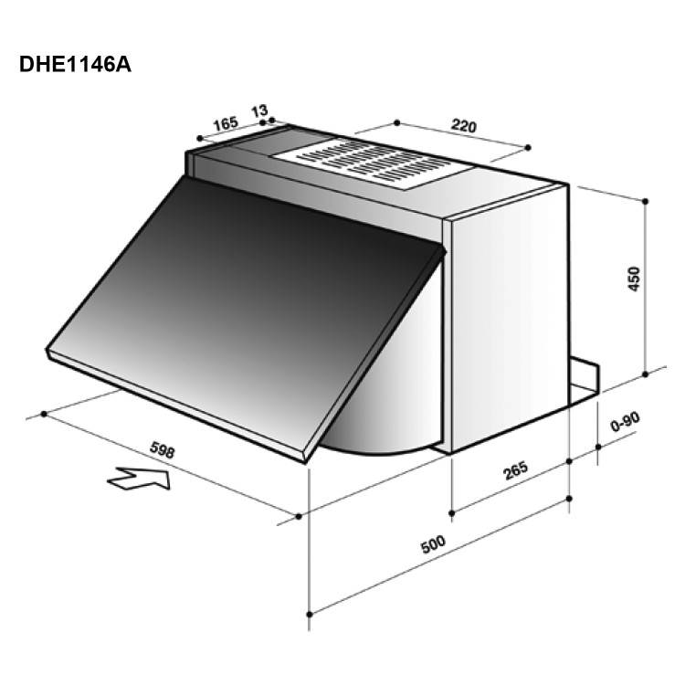 GRADE A3 - De Dietrich DHE1146A 60cm wide Integrated Cooker Hood