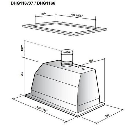 De Dietrich DHG1167X 72cm Wide Canopy Cooker Hood In Stainless Steel