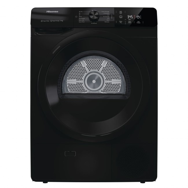 Hisense DHGE901B 9kg Freestanding Heat Pump Tumble Dryer - Black