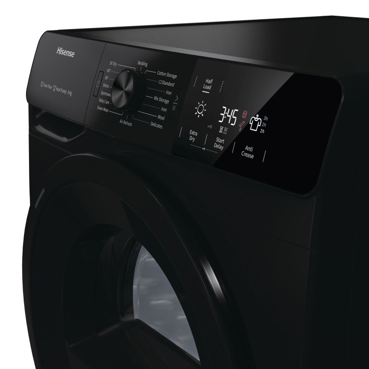 Refurbished Hisense DHGE901B 9kg Freestanding Heat Pump Tumble Dryer - Black