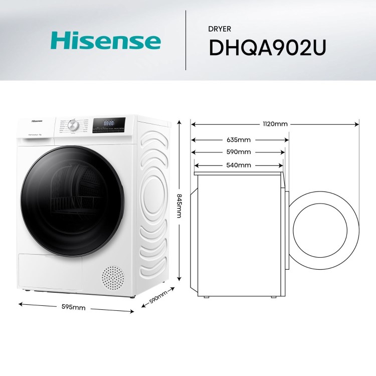 Hisense 3 Series 9kg Heat Pump Tumble Dryer - White