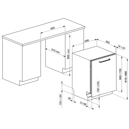GRADE A2 - Smeg DI12E1 12 Place Fully Integrated Dishwasher