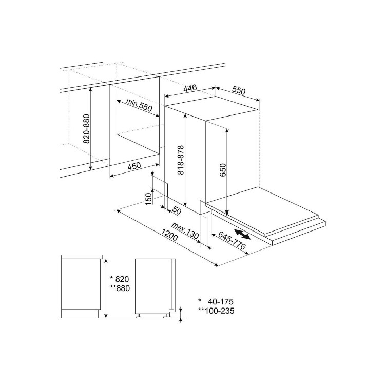 Smeg Universal Integrated Slimline Dishwasher - Black control panel