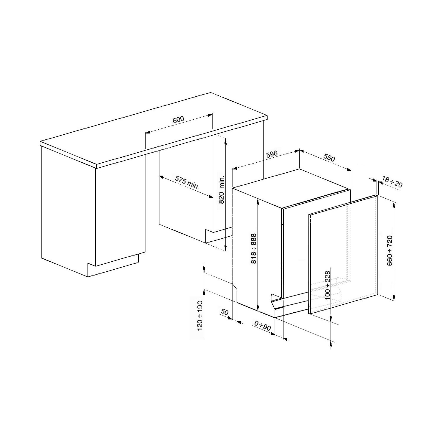 Smeg DI521 Full Size 12 Place Fully Integrated Dishwasher Appliances Direct