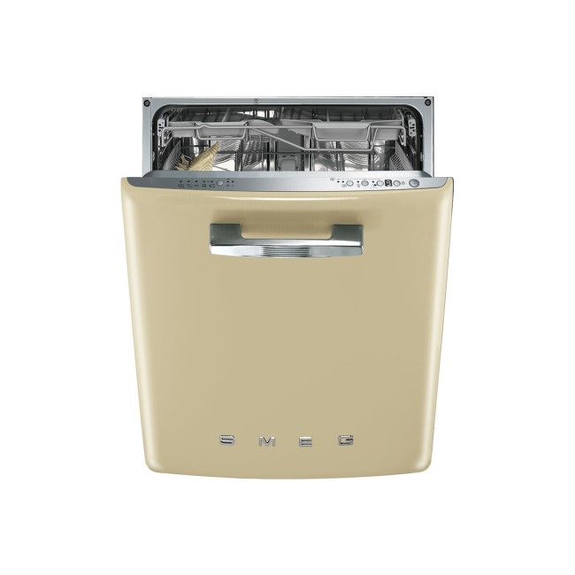 GRADE A2 - Smeg 50's Retro Style DI6FABCR 13 Place Semi Integrated Dishwasher - Cream Door