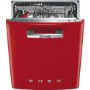 Smeg 50's Retro Style DI6FABRD 13 Place Semi Integrated Dishwasher - Red Door