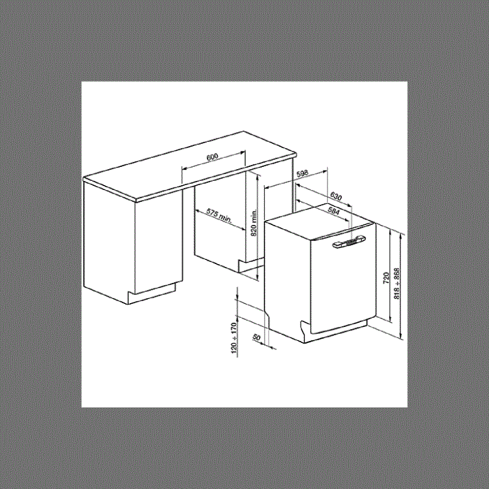 Smeg 50's Retro Style DI6FABRD 13 Place Semi Integrated Dishwasher