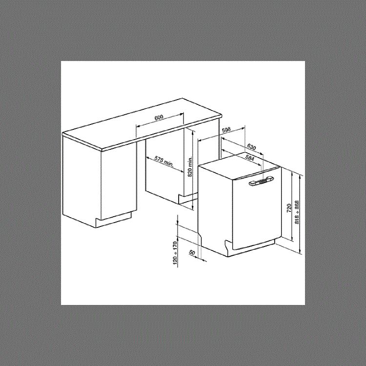 Smeg 50's Retro Style DI6FABCR 13 Place Semi Integrated Dishwasher - Cream Door
