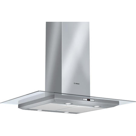 Bosch DIA09E751B Exxcel Facetted Box Design And Glass Canopy 90cm Island Hood in Brushed steel