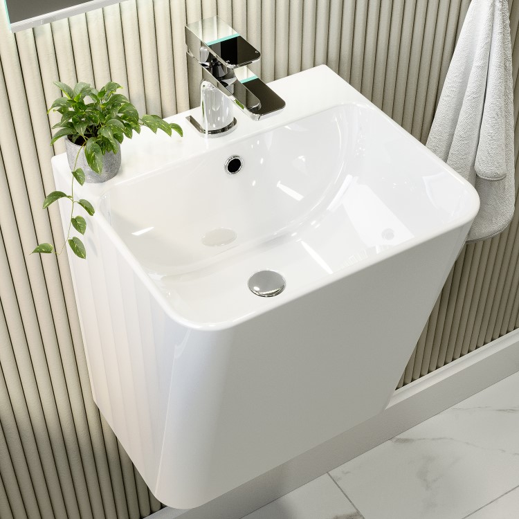 White Wall Hung Basin One Piece 380mm - Diaz