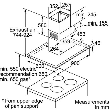 Bosch DIB09E850B Exxcel Facetted Box Design 90cm Island Hood - Brushed Steel