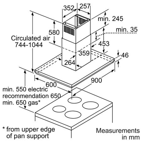Bosch DIB09E850B Exxcel Facetted Box Design 90cm Island Hood - Brushed Steel