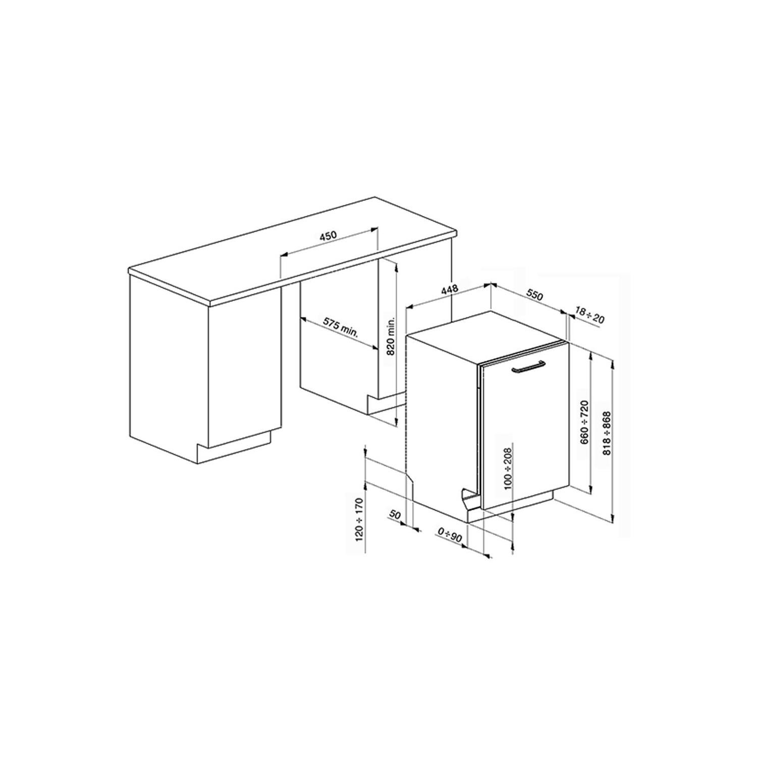 450mm integrated dishwasher