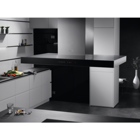 Refurbished AEG DIE5961HG 90cm Slimline Island Hood with Hob2Hood Stainless Steel