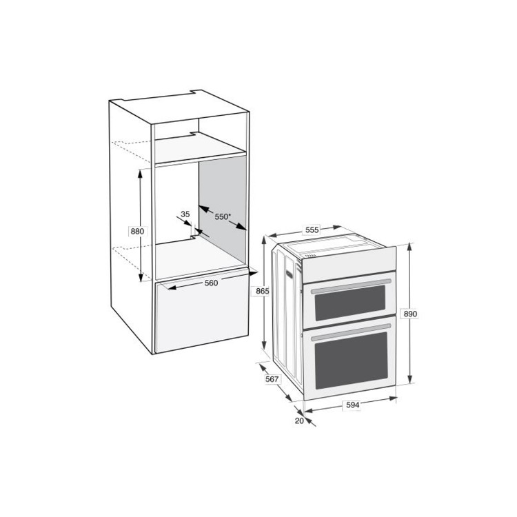 Refurbished Hotpoint DIH82D1IX 60cm Double Built-in Oven